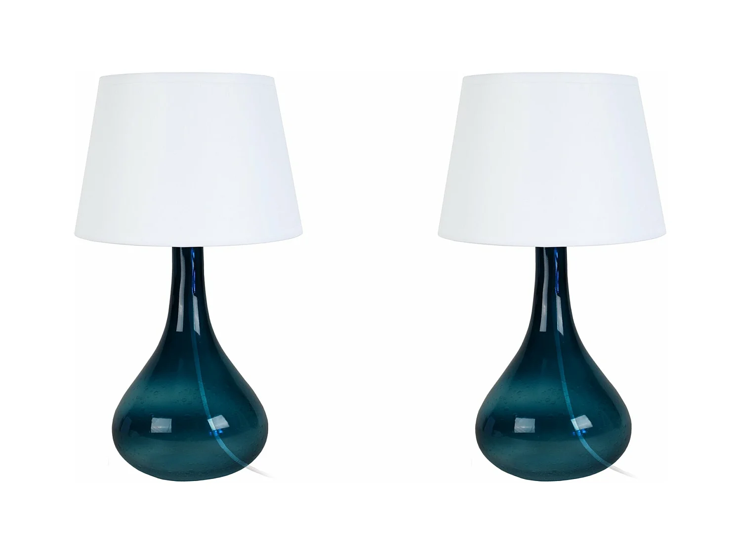 Pair de Lampes de chevet bouteille verre  pétrole 34 cm.
