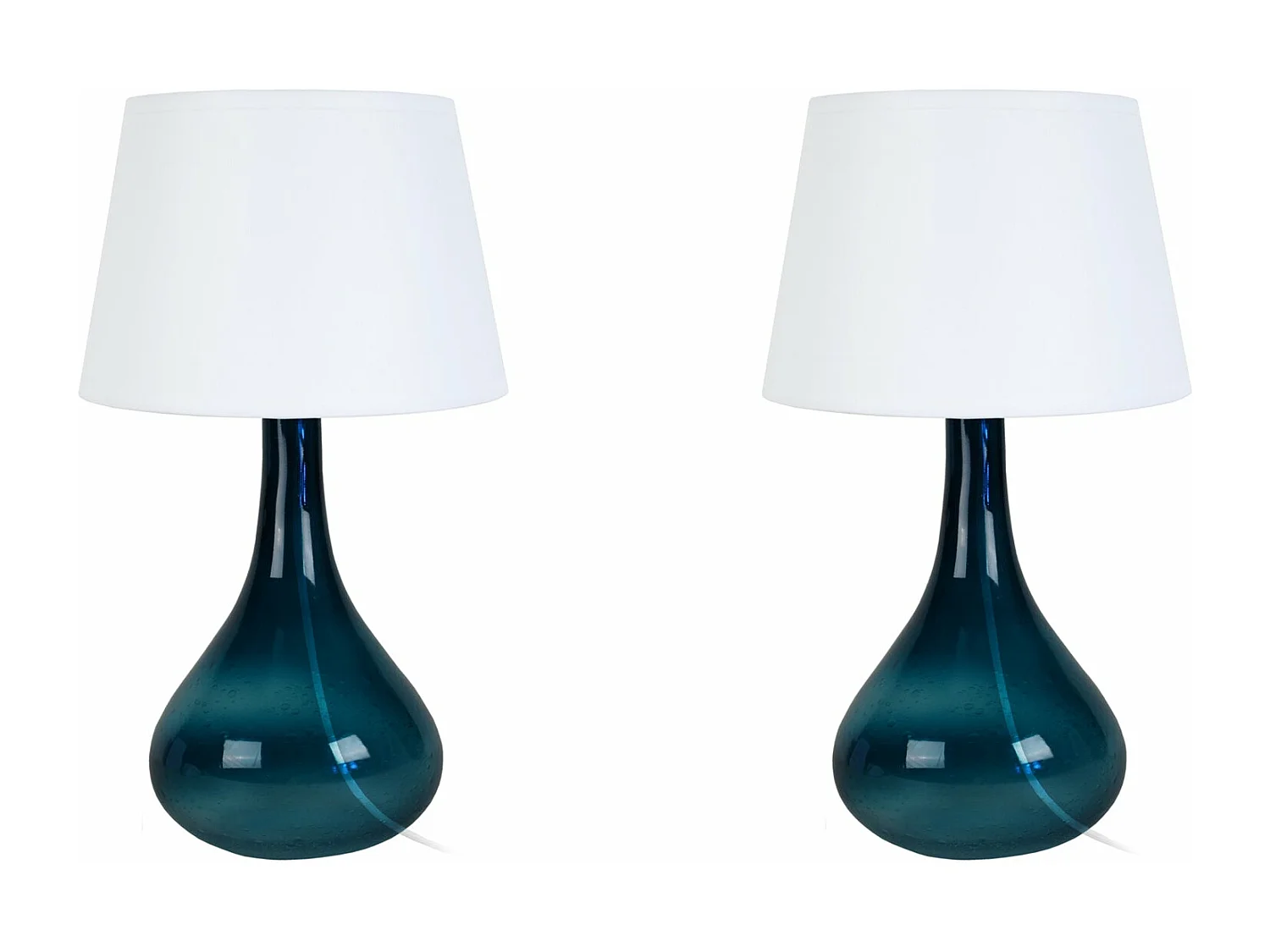 Pair de Lampes de chevet bouteille verre  pétrole 34 cm.