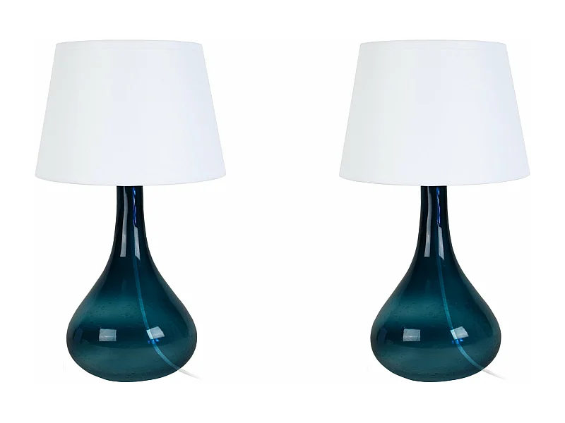 Pair de Lampes de chevet bouteille verre  pétrole 34 cm.
