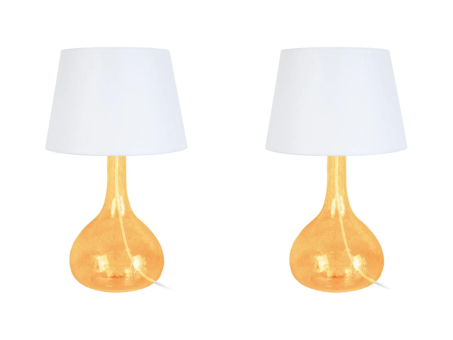 Pair de Lampes de chevet bouteille verre  ambre 34 cm.