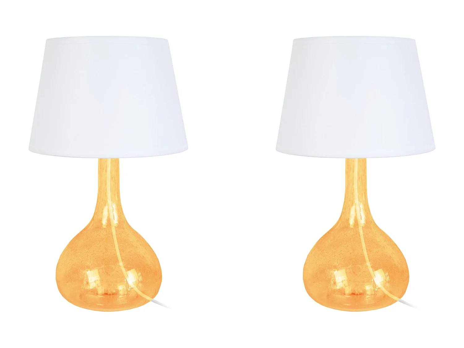 Pair de Lampes de chevet bouteille verre  ambre 34 cm.