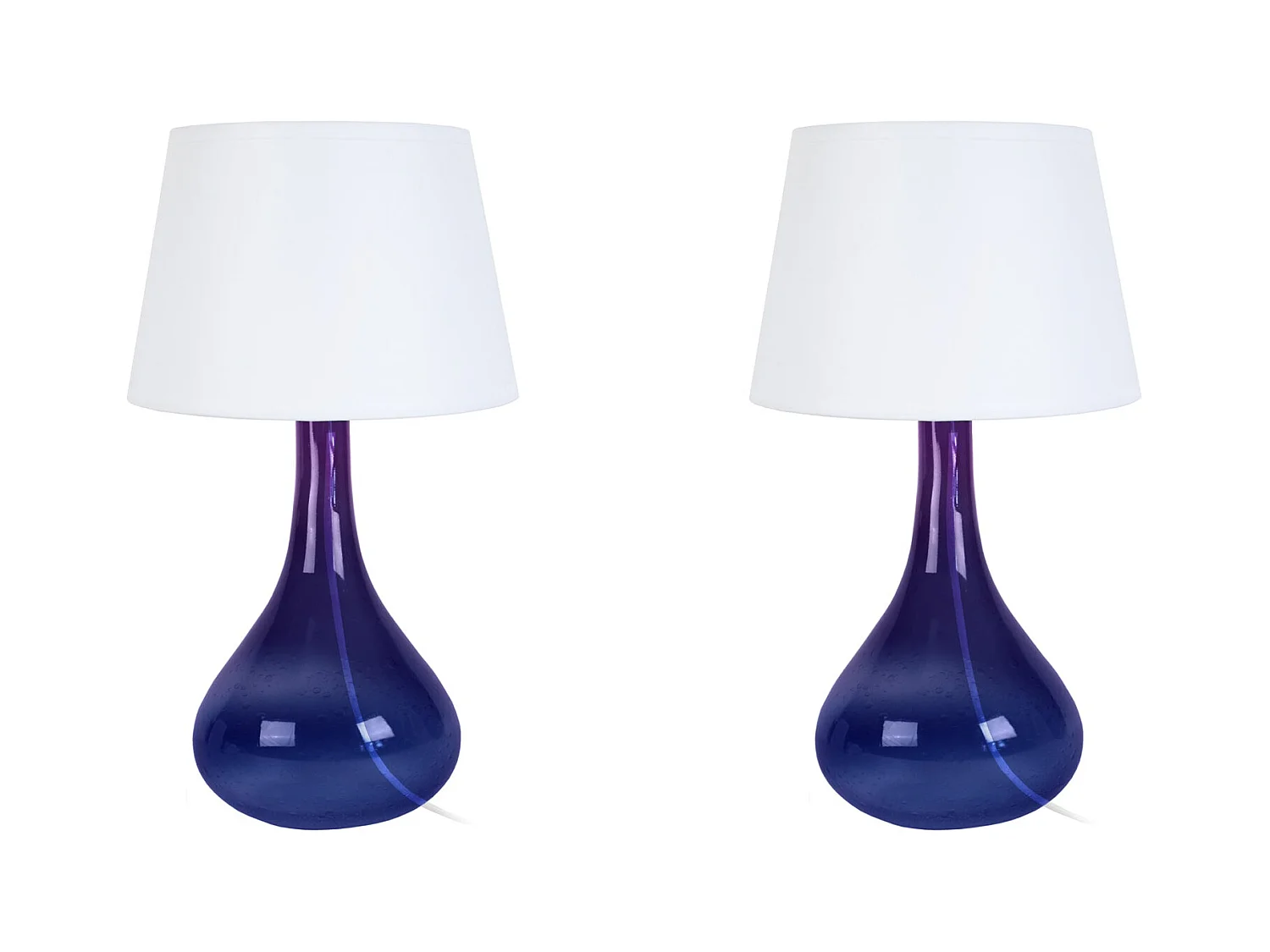 Pair de Lampes de chevet bouteille verre  bleu 34 cm.