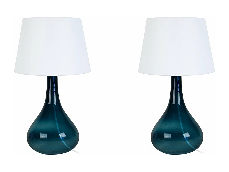 Pair de Lampes de chevet bouteille verre  pétrole. 34 cm.