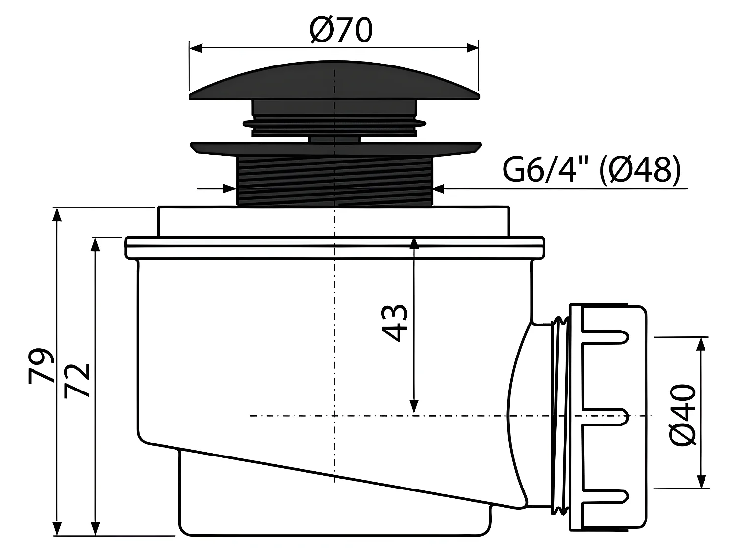 Bonde De Douche Noir Pop-Up Alcadrain