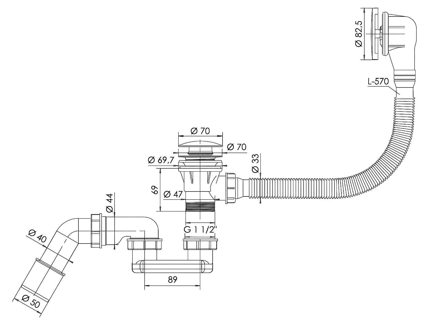 Tycner Conjunto De Desagüe Para Bañera Negro