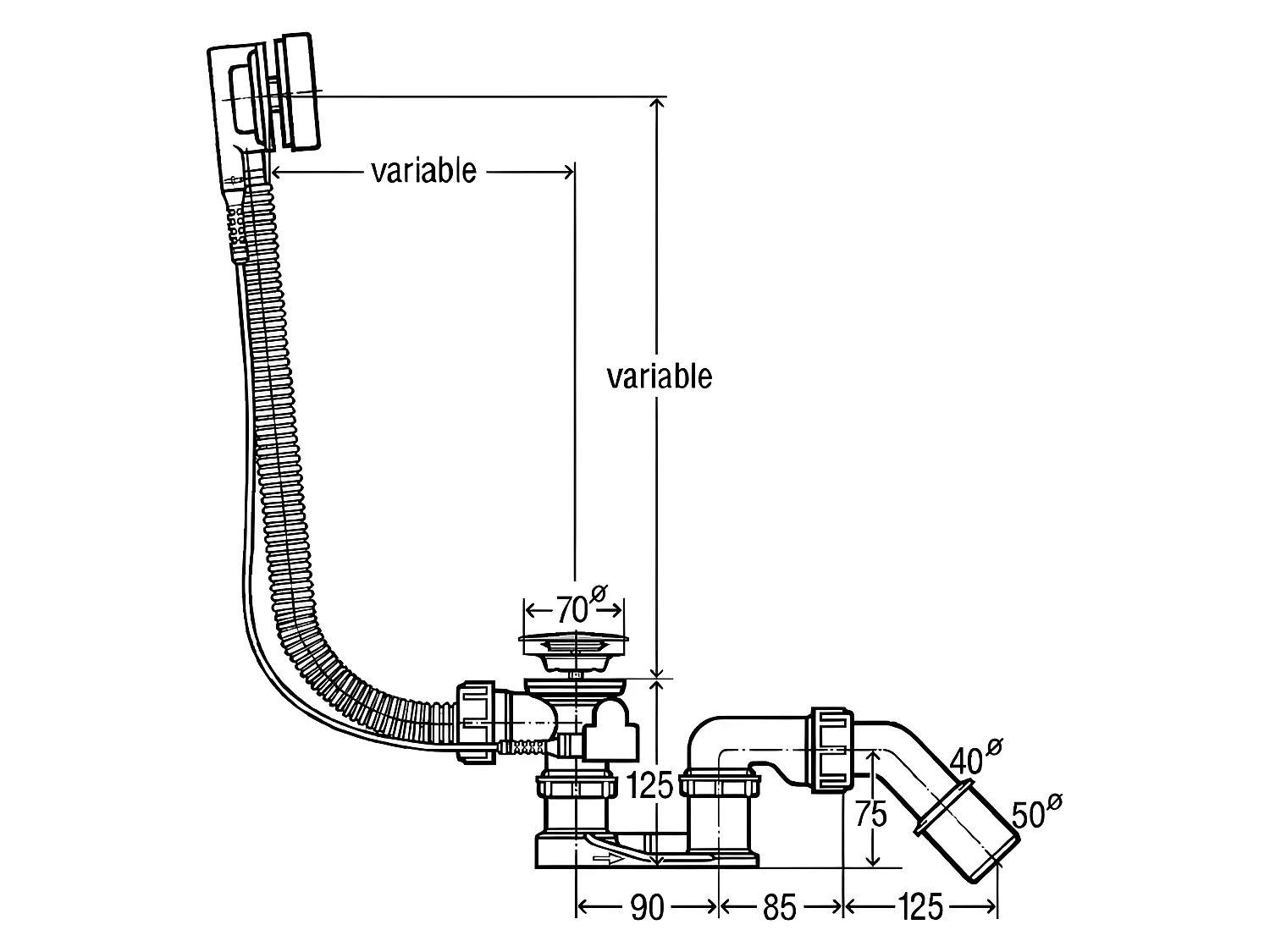 Vidage Baignoire Chrome Automatique