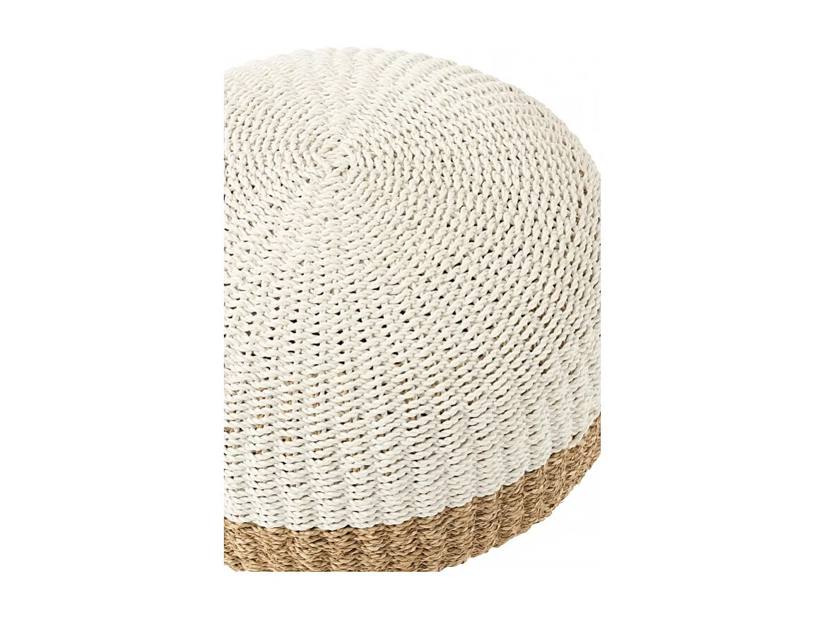 Pouf Boule "Zostère" 60cm Blanc & Naturel