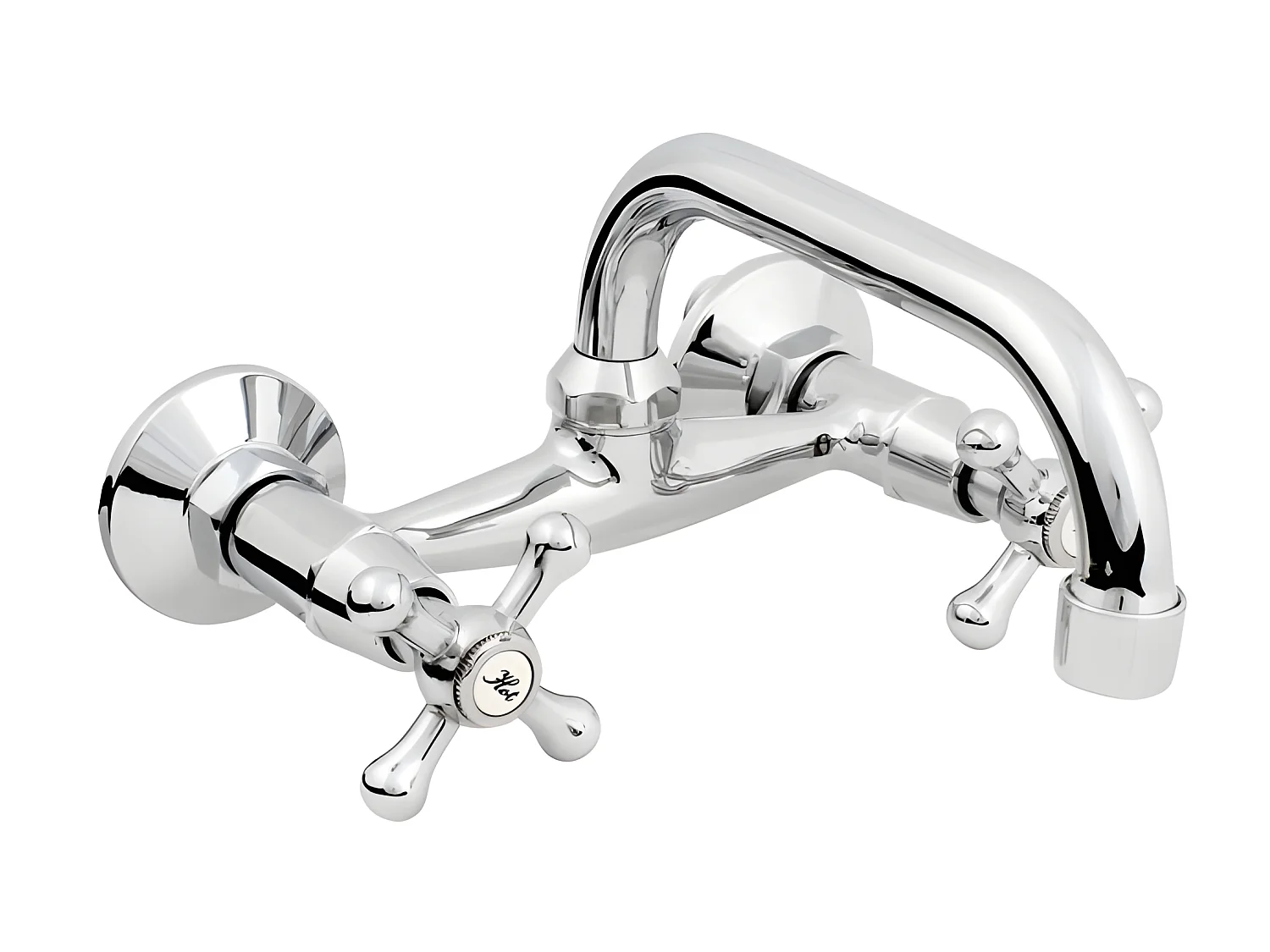 Wasserhahn Küche Wandarmatur Chrom Zweigriffarmaturen Oberer Auslauf