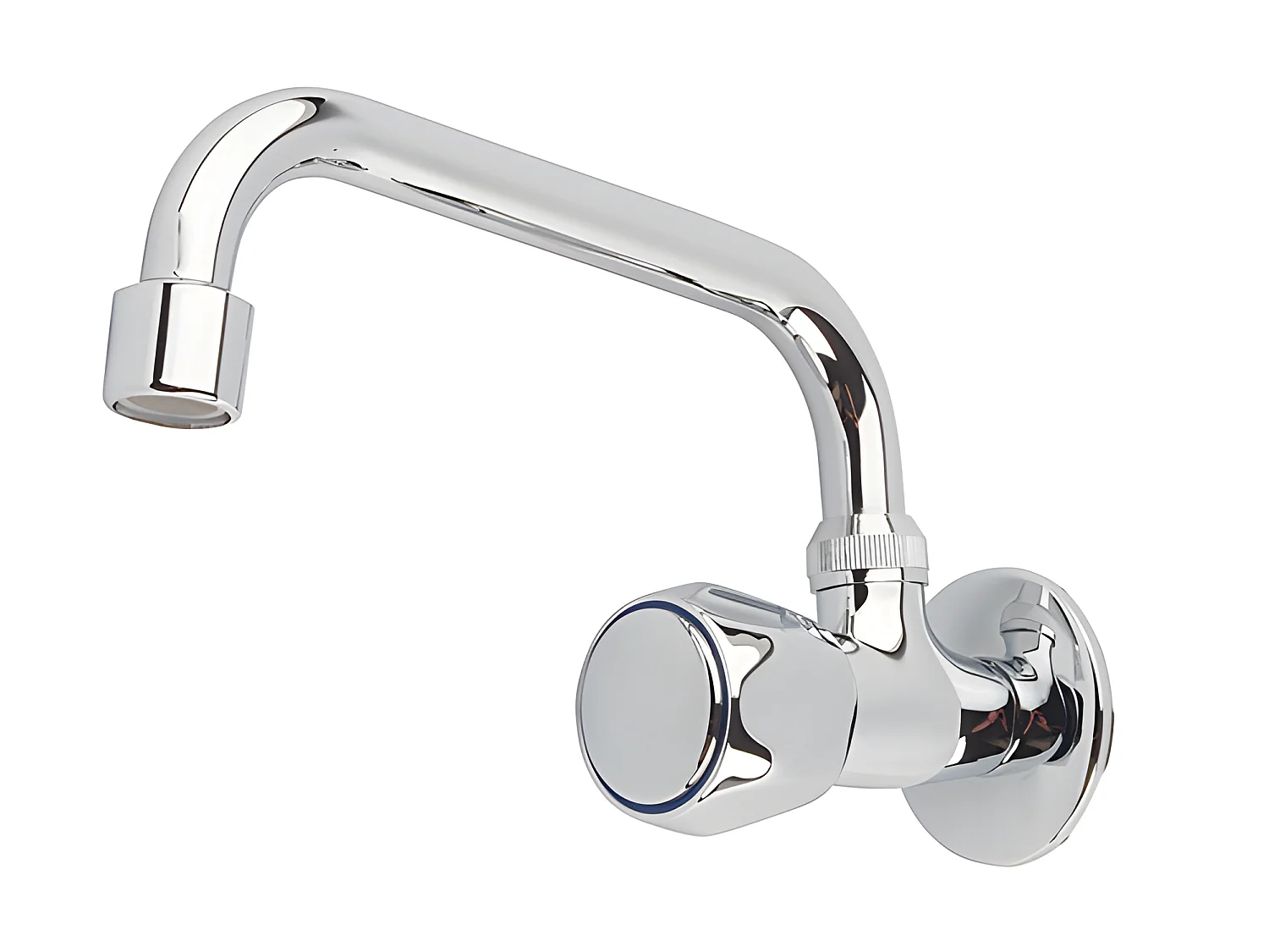 Robinet Cuisine Eau Froide Chrome Mural Bec Supérieur