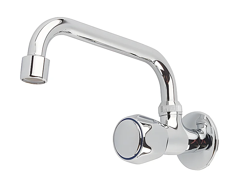 Robinet Cuisine Eau Froide Chrome Mural Bec Supérieur