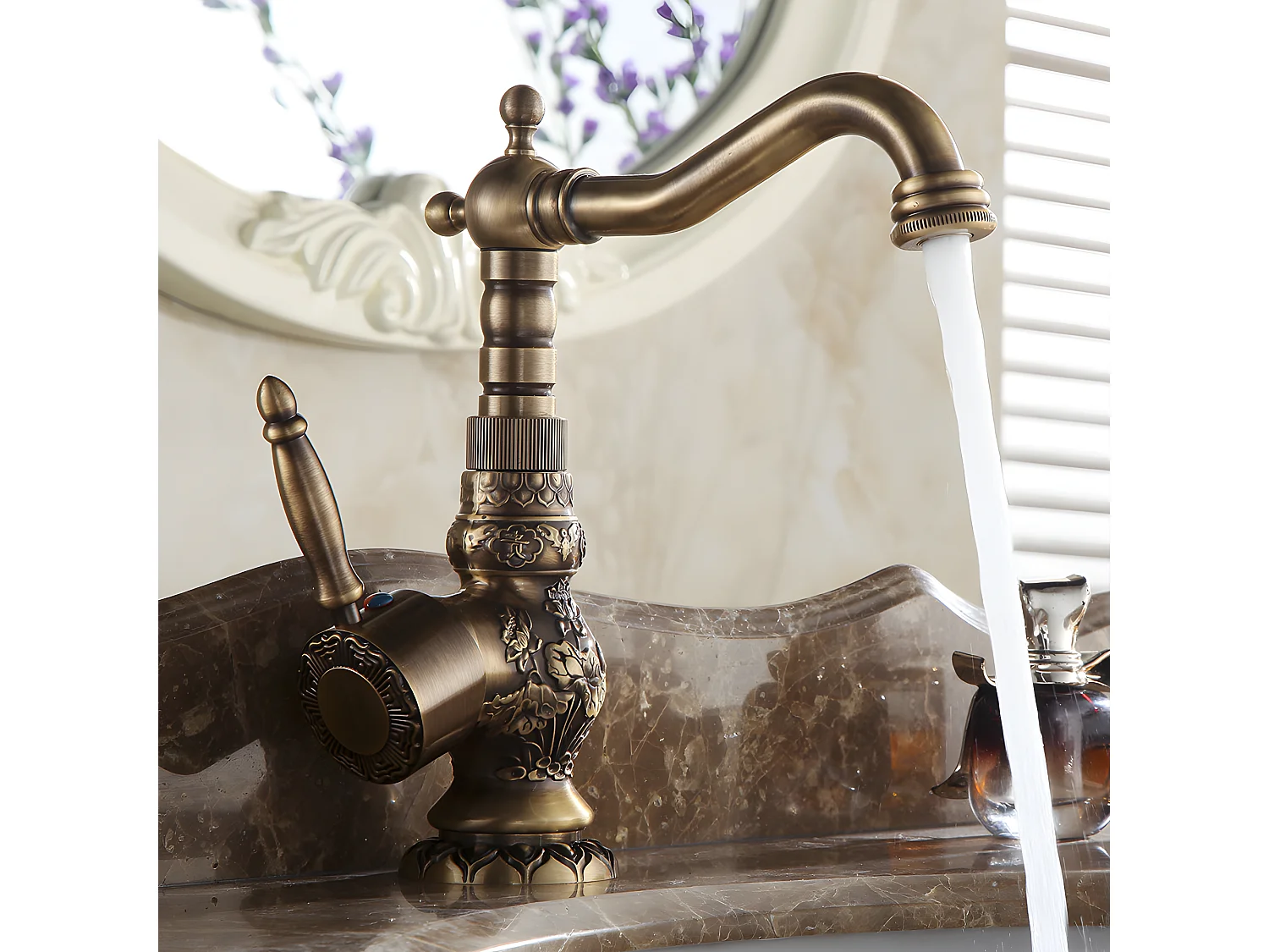 Grifo De Cocina Latón Antiguo Monomando