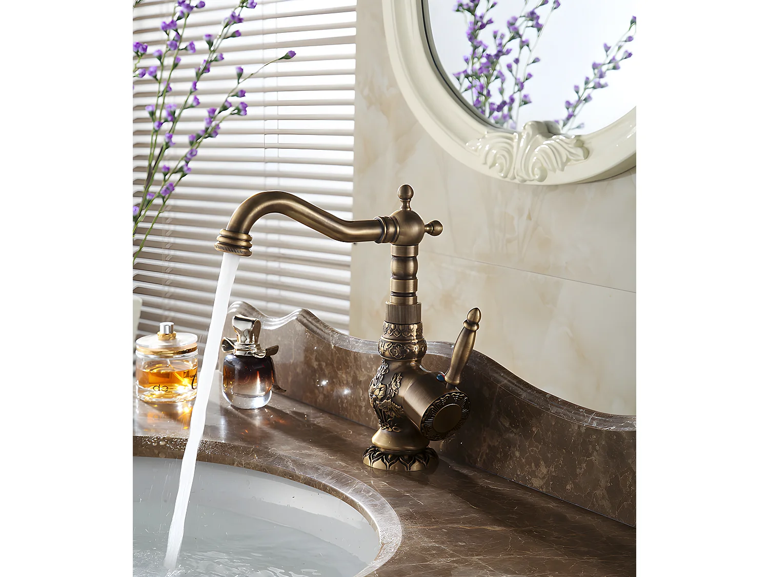 Grifo De Cocina Latón Antiguo Monomando