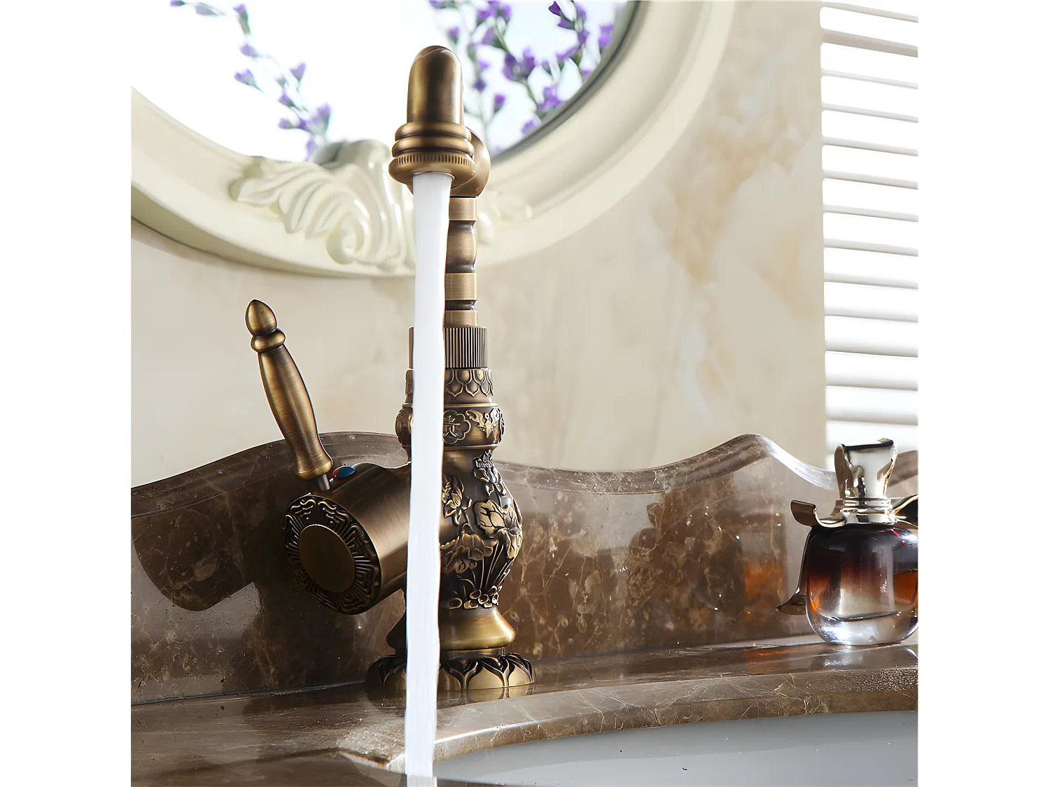 Grifo De Cocina Latón Antiguo Monomando