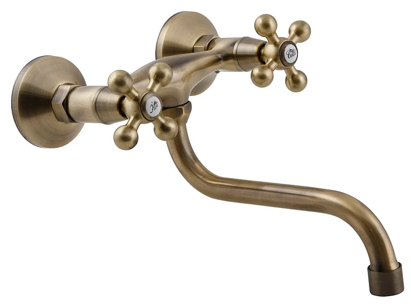 Wasserhahn Küche Wandarmatur Messing Zweigriffarmaturen Bodenauslauf Stilo