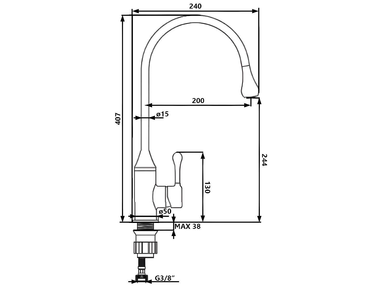 Rubinetto Di Cucina Oro Monocontrollo Forma Di Gocciolina