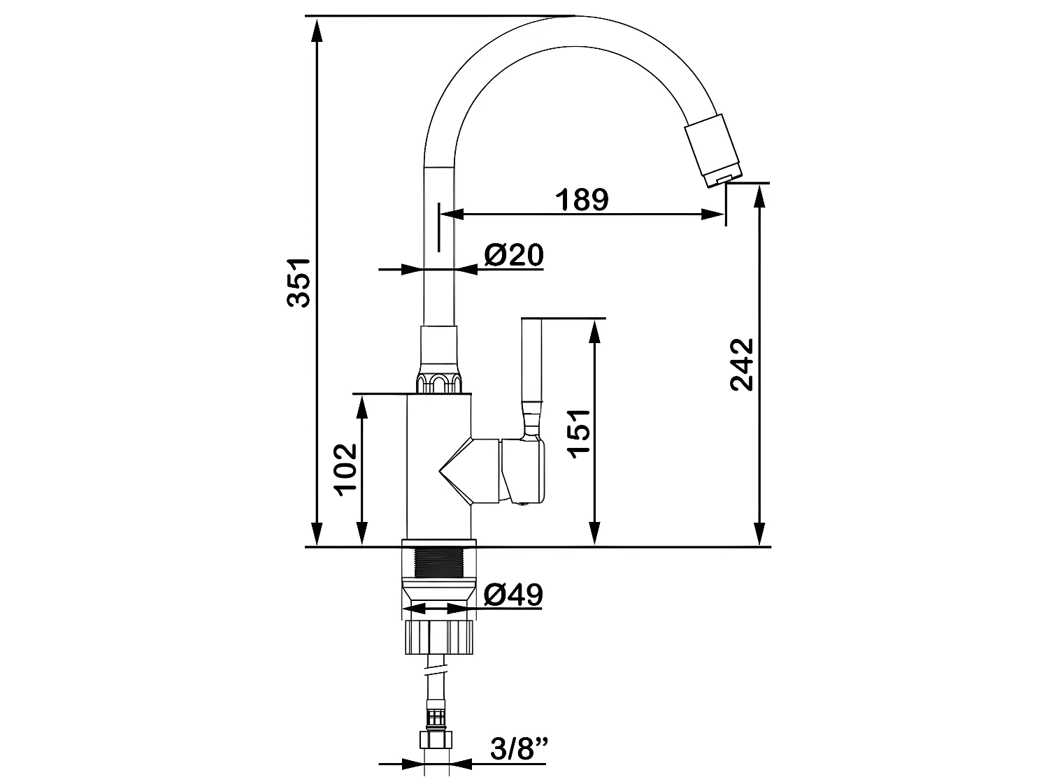 Robinet Cuisine Mitigeur Or Noir Haut Monocommande