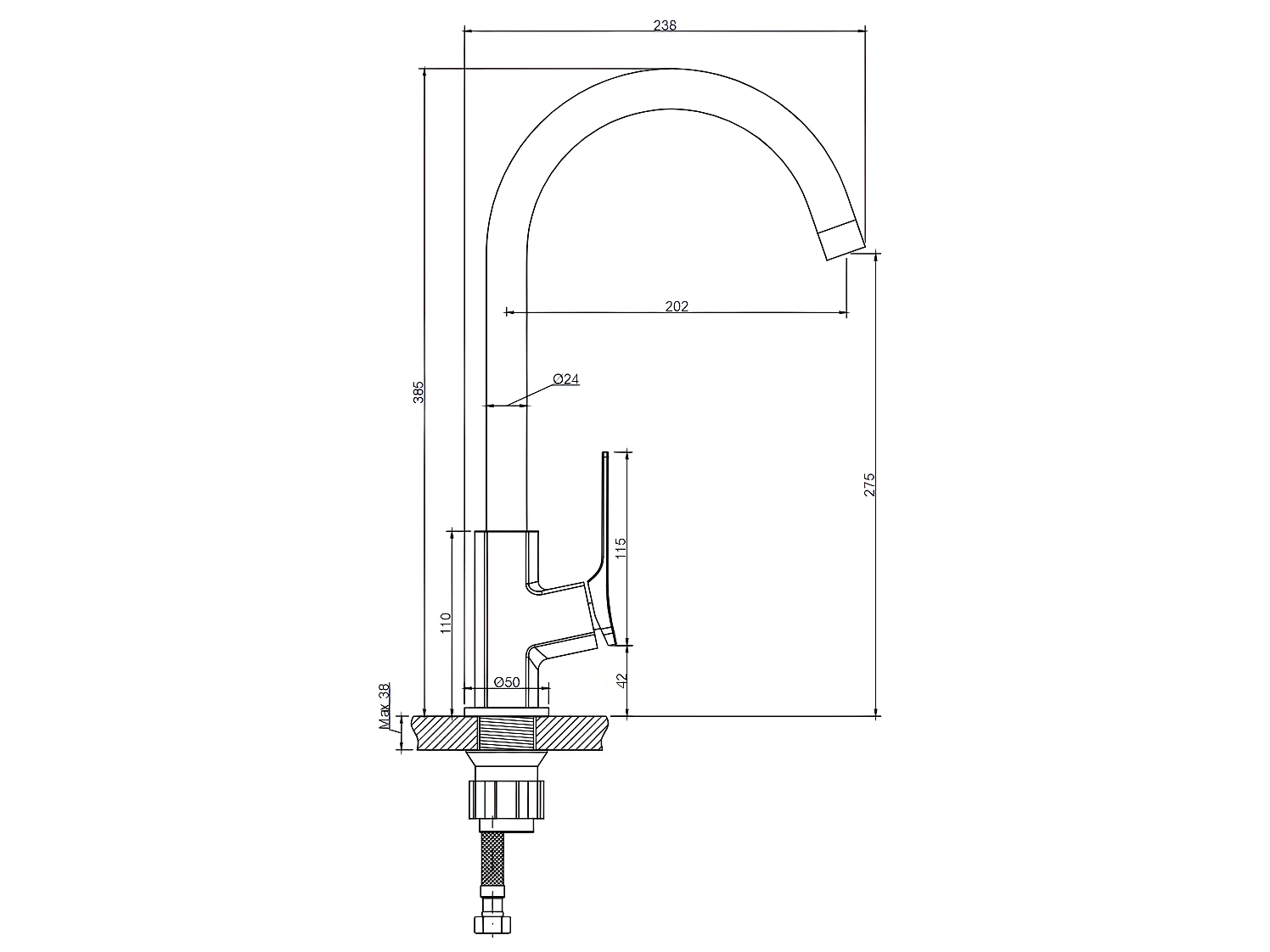 Robinet Cuisine Mitigeur Bronze Monocommande Neri