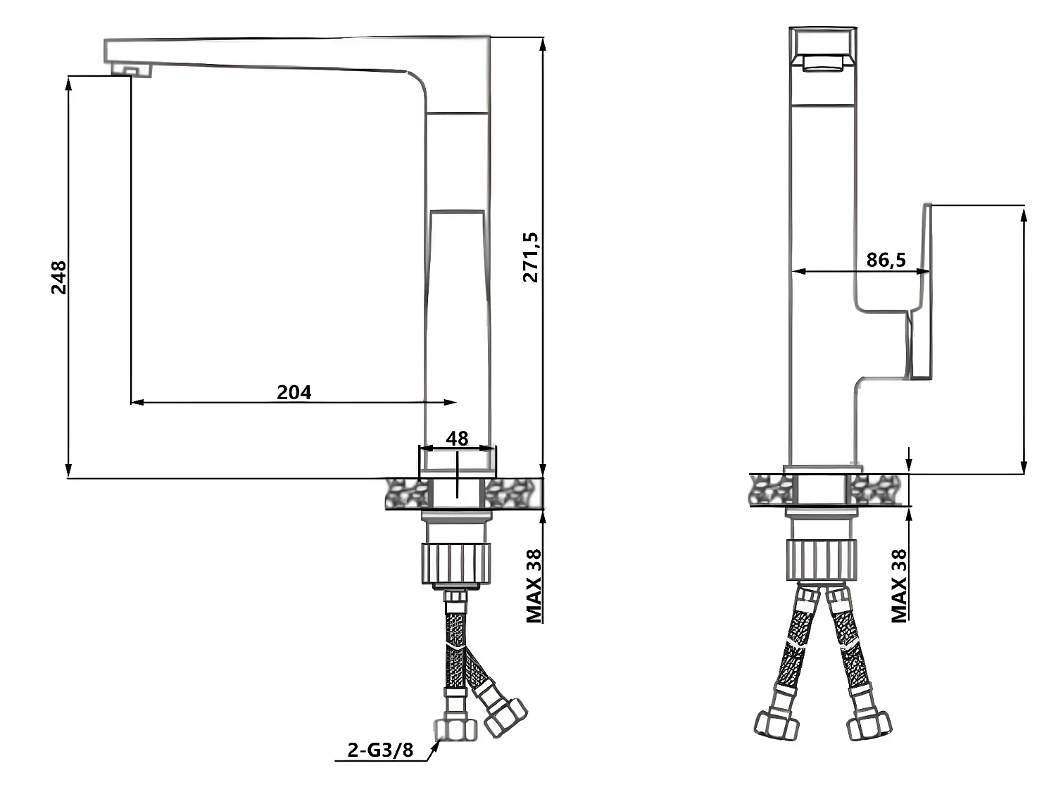 Wasserhahn Küche Küchenarmatur Schwarz Dunkles Gold Groß Einhebelmischer Midnight