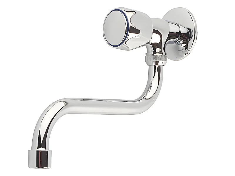 Robinet Cuisine Eau Froide Chrome Mural Bec Inférieur