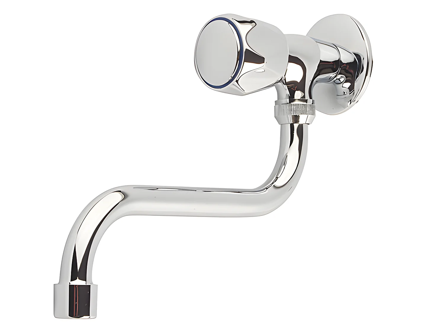 Robinet Cuisine Eau Froide Chrome Mural Bec Inférieur