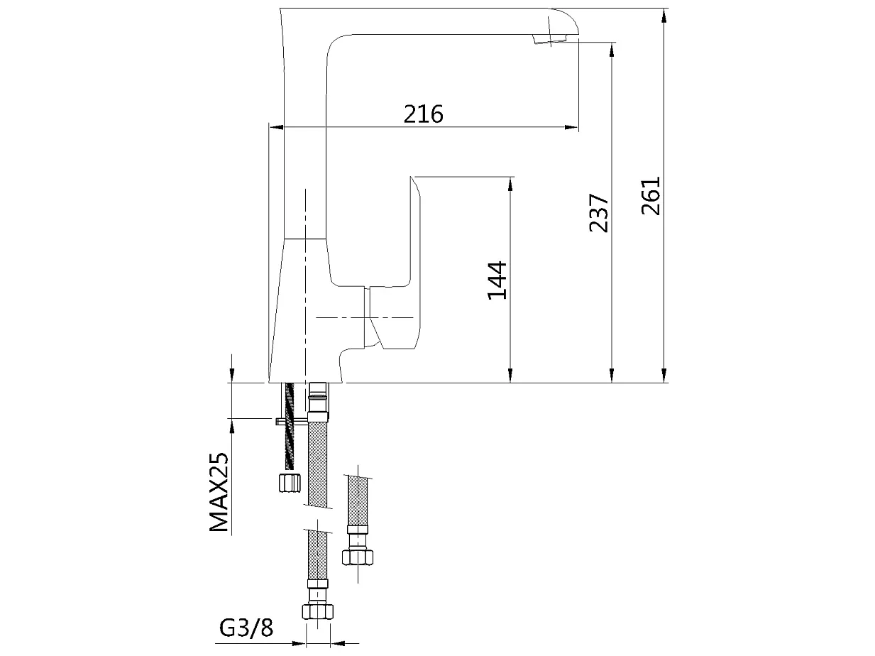 Robinet Cuisine Mitigeur Noir Monocommande Bec Haut