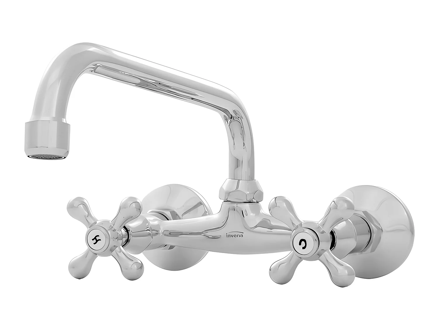 Wasserhahn Küche Wandarmatur Chrom Oberer Auslauf Zweigriffarmaturen