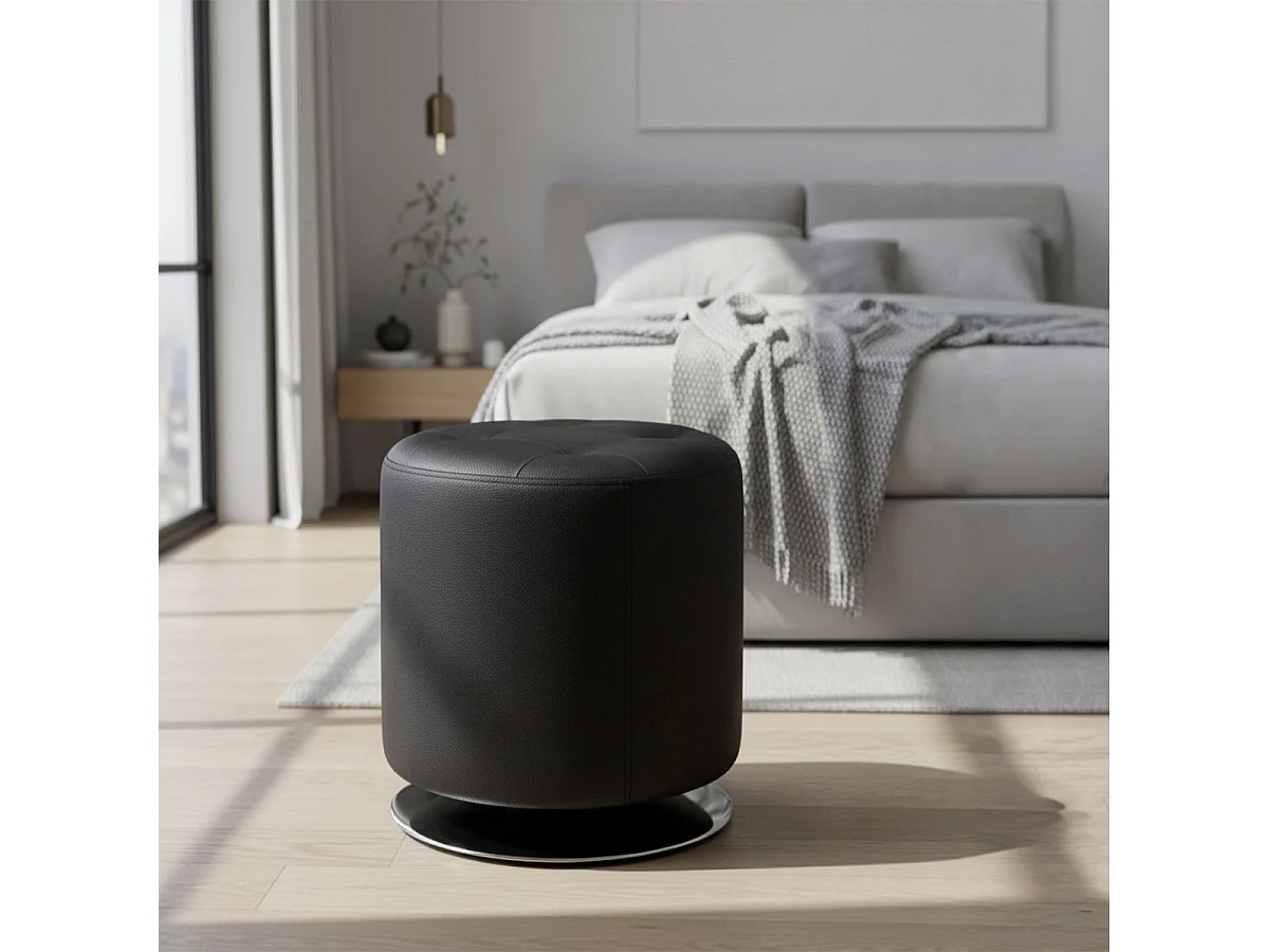 Pouf Rond Design "Martha" 40cm Noir