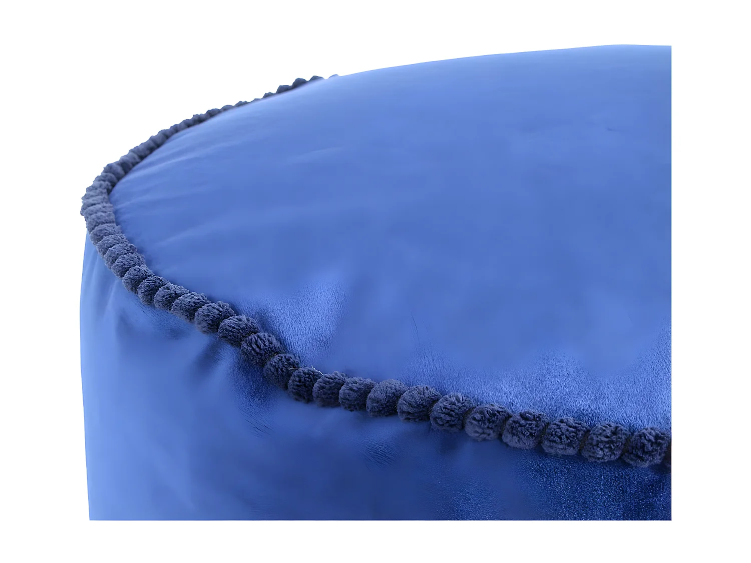 Pouf Rond en Velours "Taj Mahal" 47cm Bleu