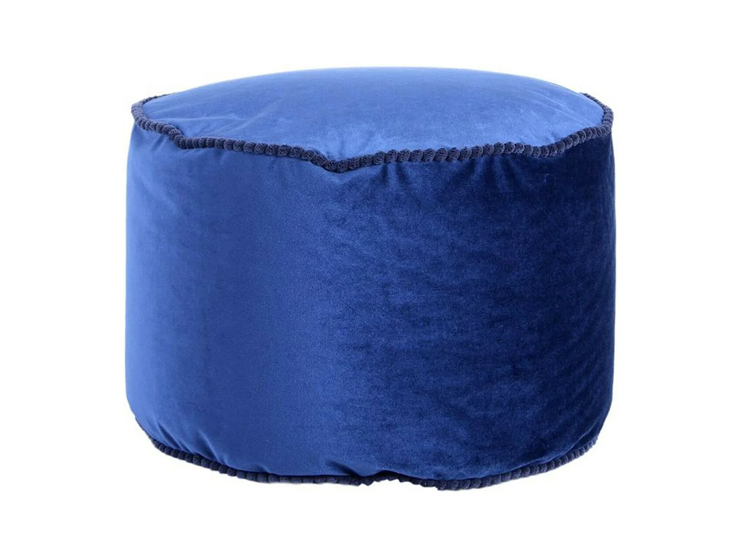 Pouf Rond en Velours "Taj Mahal" 47cm Bleu