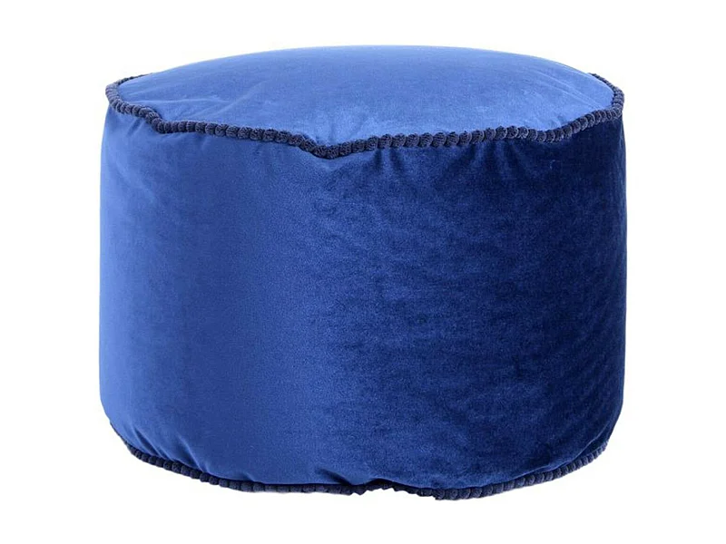 Pouf Rond en Velours "Taj Mahal" 47cm Bleu