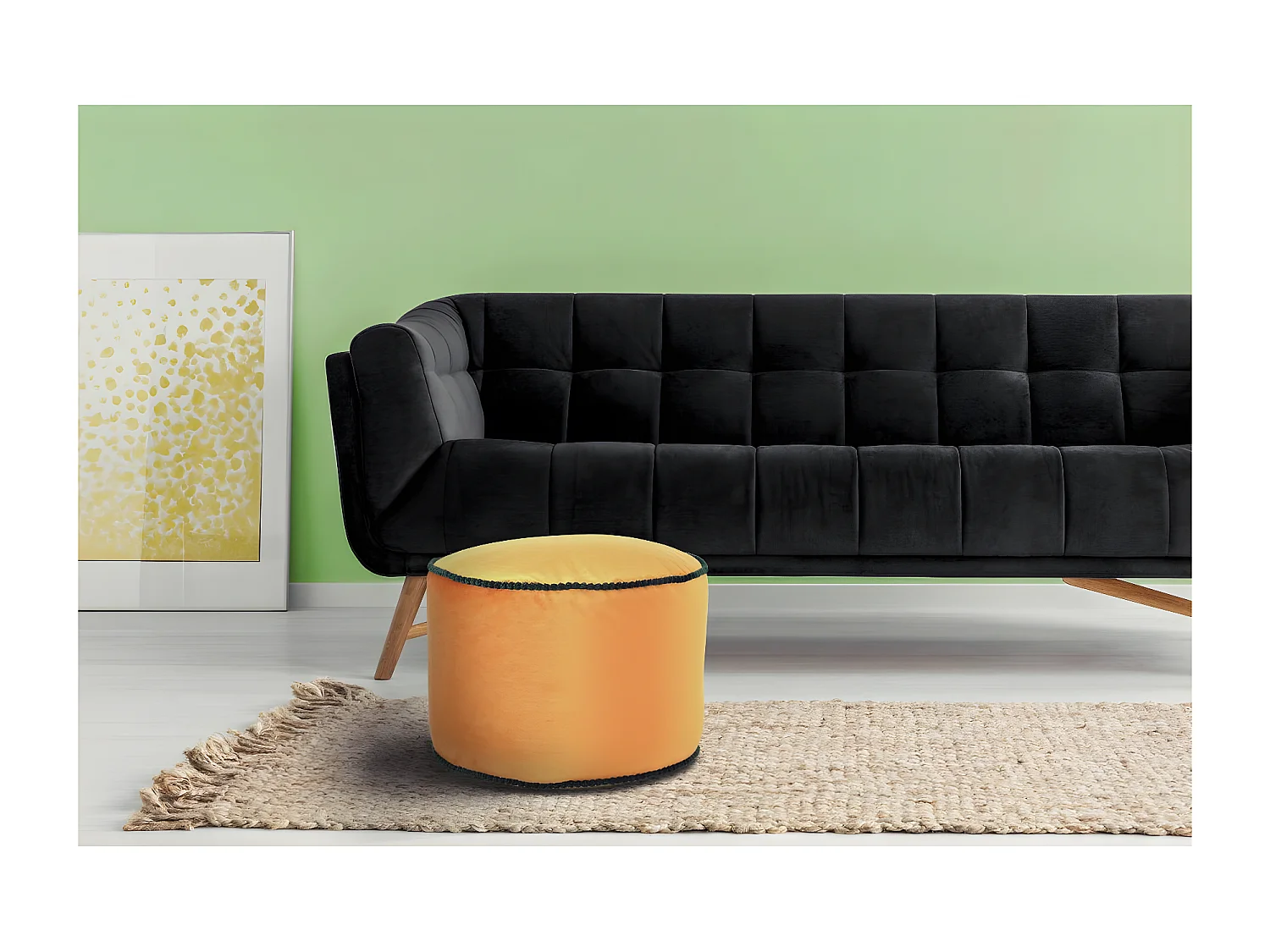 Pouf Rond en Velours "Taj Mahal" 47cm Bronze