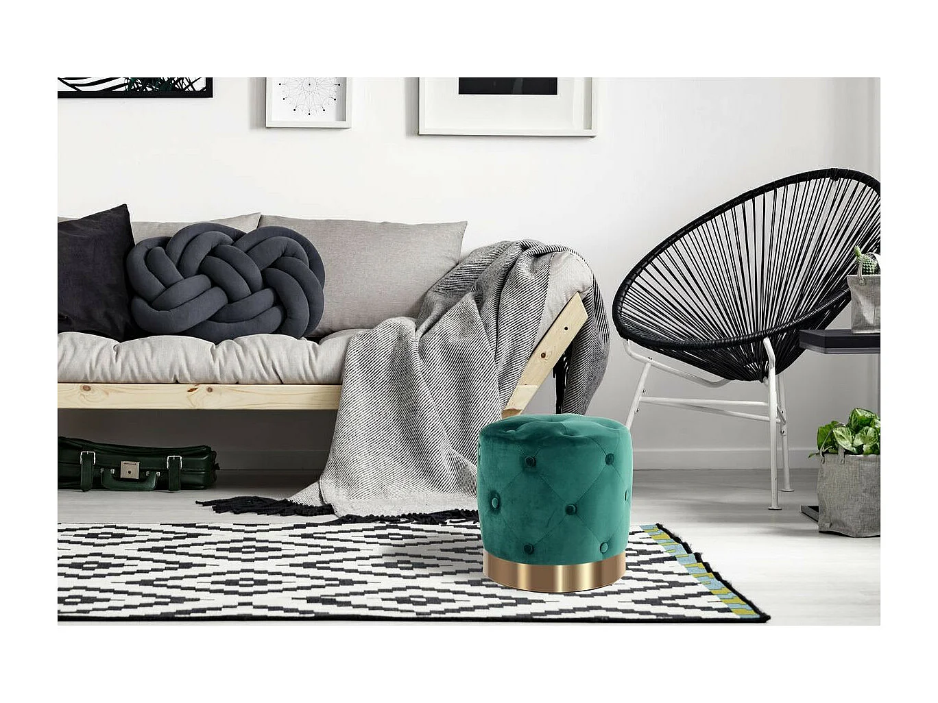 Pouf Rond Design "Piano" 40cm Vert