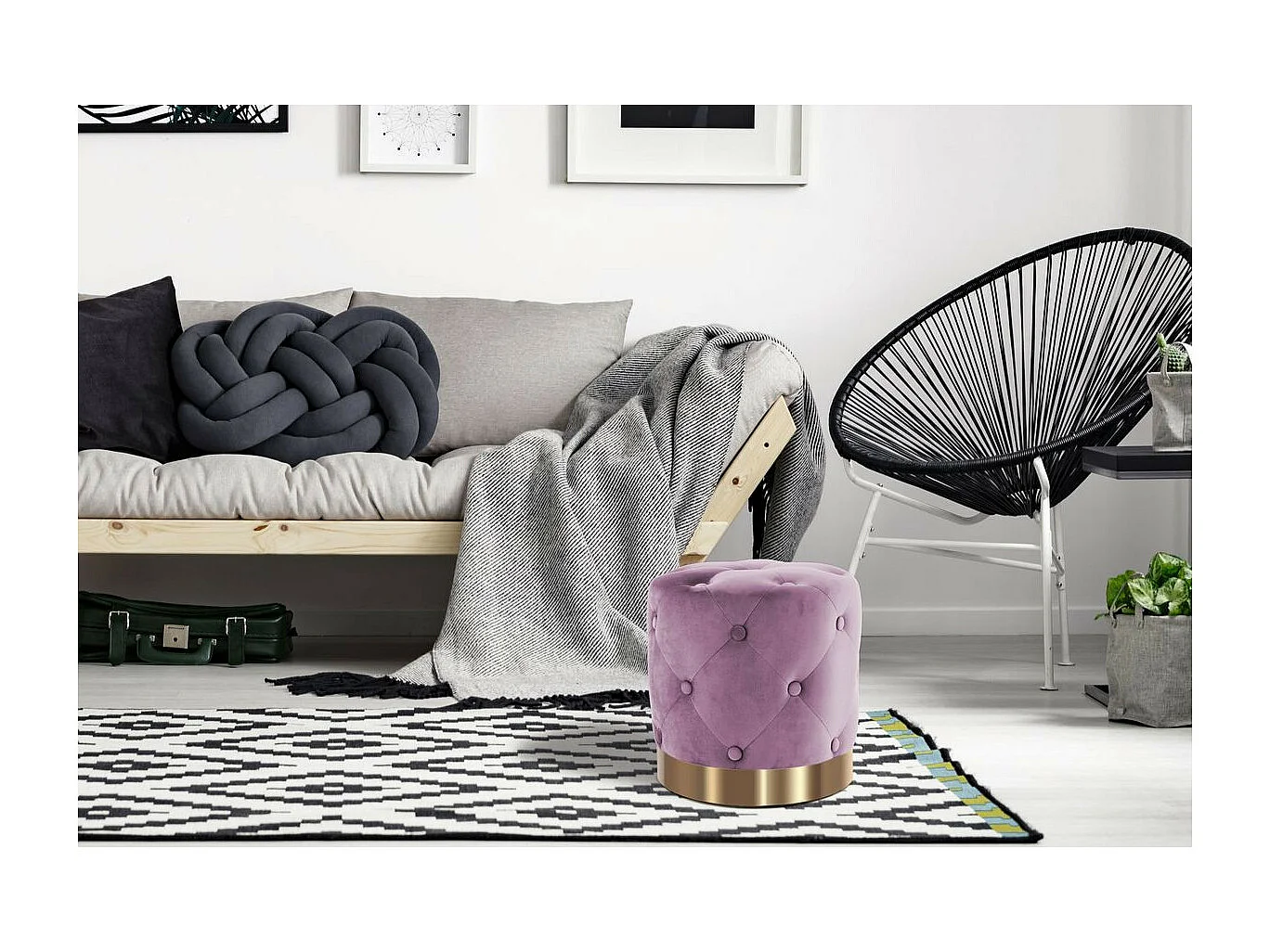 Pouf Rond Design "Piano" 40cm Lilas