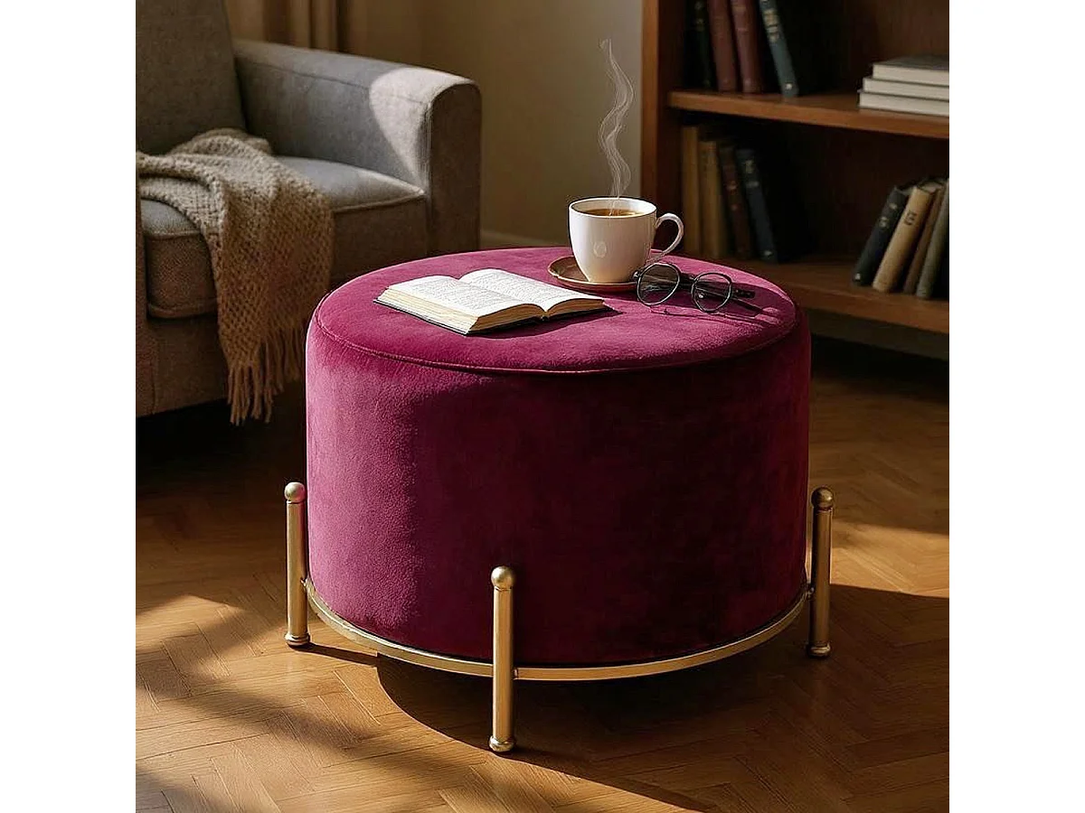 Pouf Rond Design "Cathy" 48cm Rouge