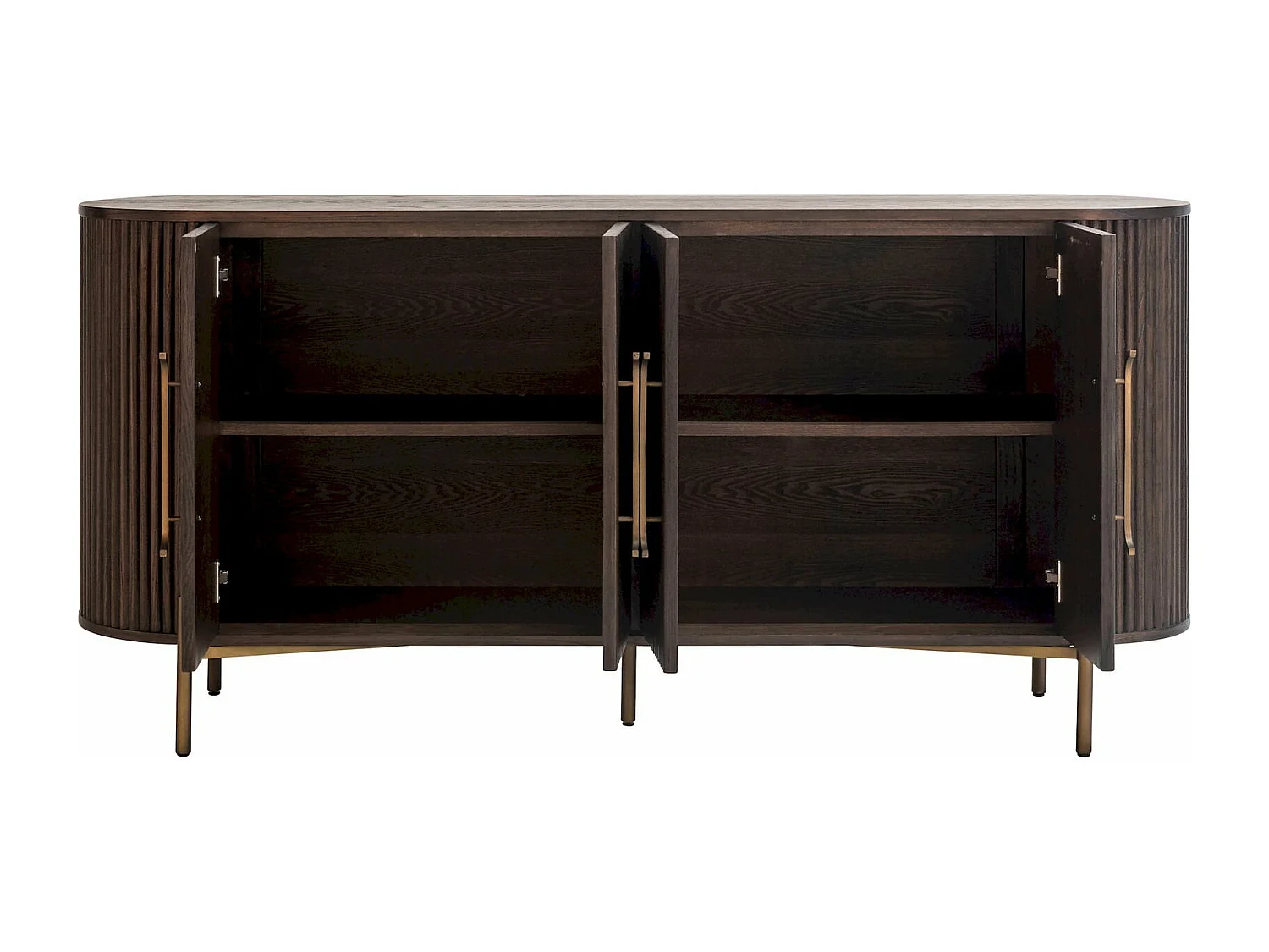 Buffet contemporain en brun foncé avec finition striée