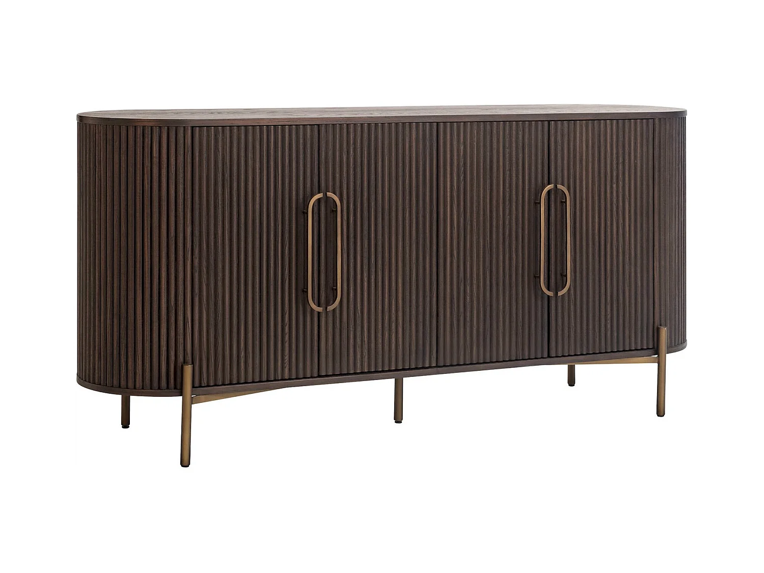 Buffet contemporain en brun foncé avec finition striée