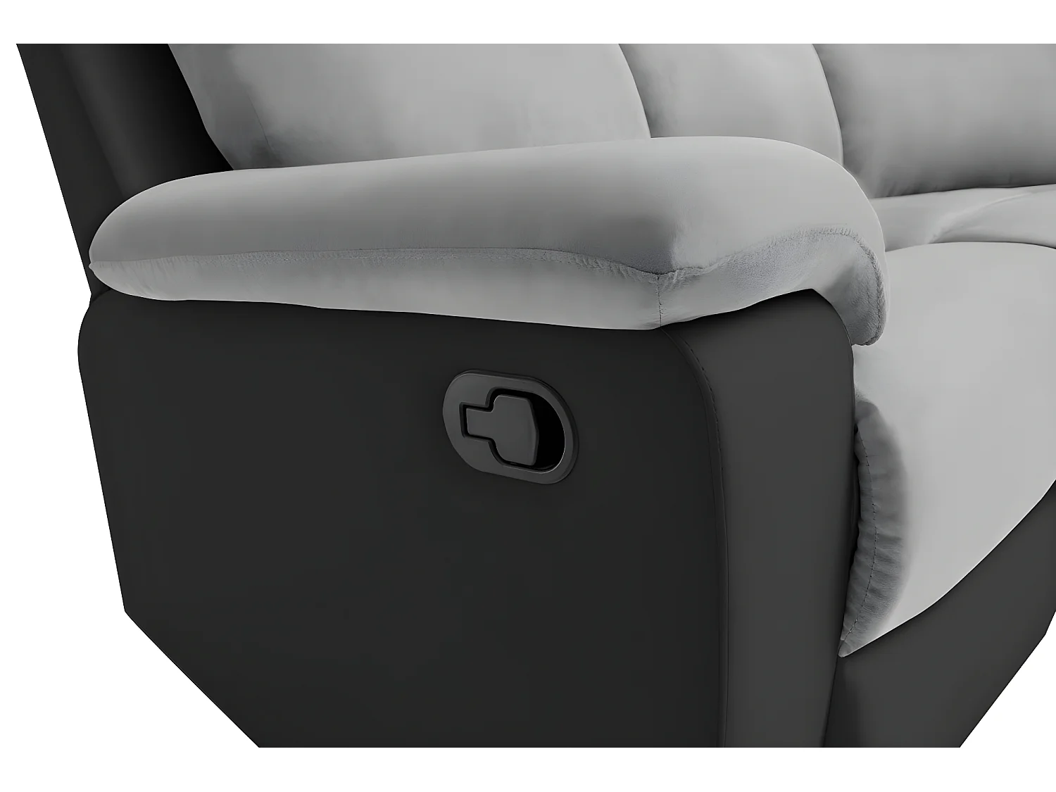 Canapé d'angle de Relaxation Oscar 5 places bi-matière - Gris/Noir - L238 x P238 x H99cm - Loungitude