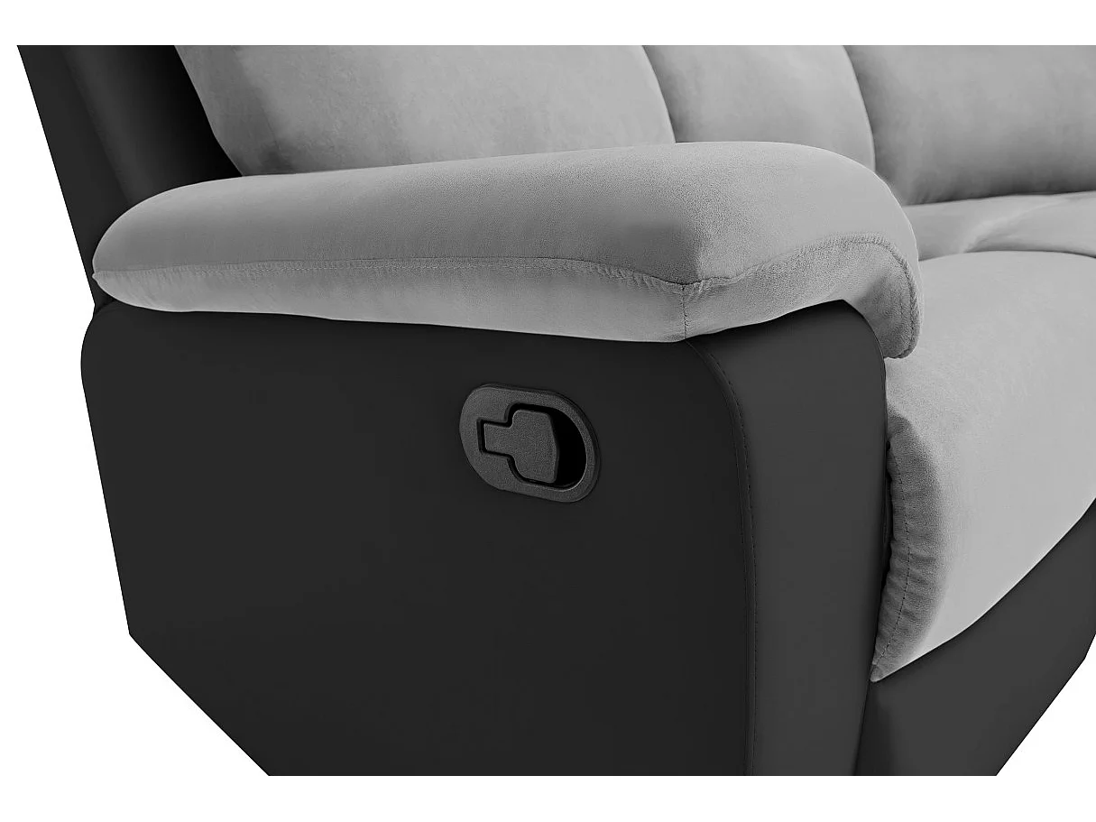 Canapé d'angle de Relaxation Oscar 5 places bi-matière - Gris/Noir - L238 x P238 x H99cm - Loungitude