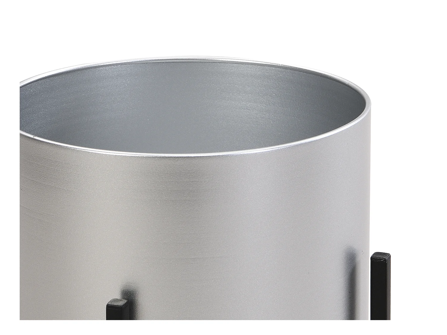 Lot de 2 cache-pots sur pied en métal - D.25 x H.39 et D. 23 x H.35.5 - Argenté et noir  - EDMEE