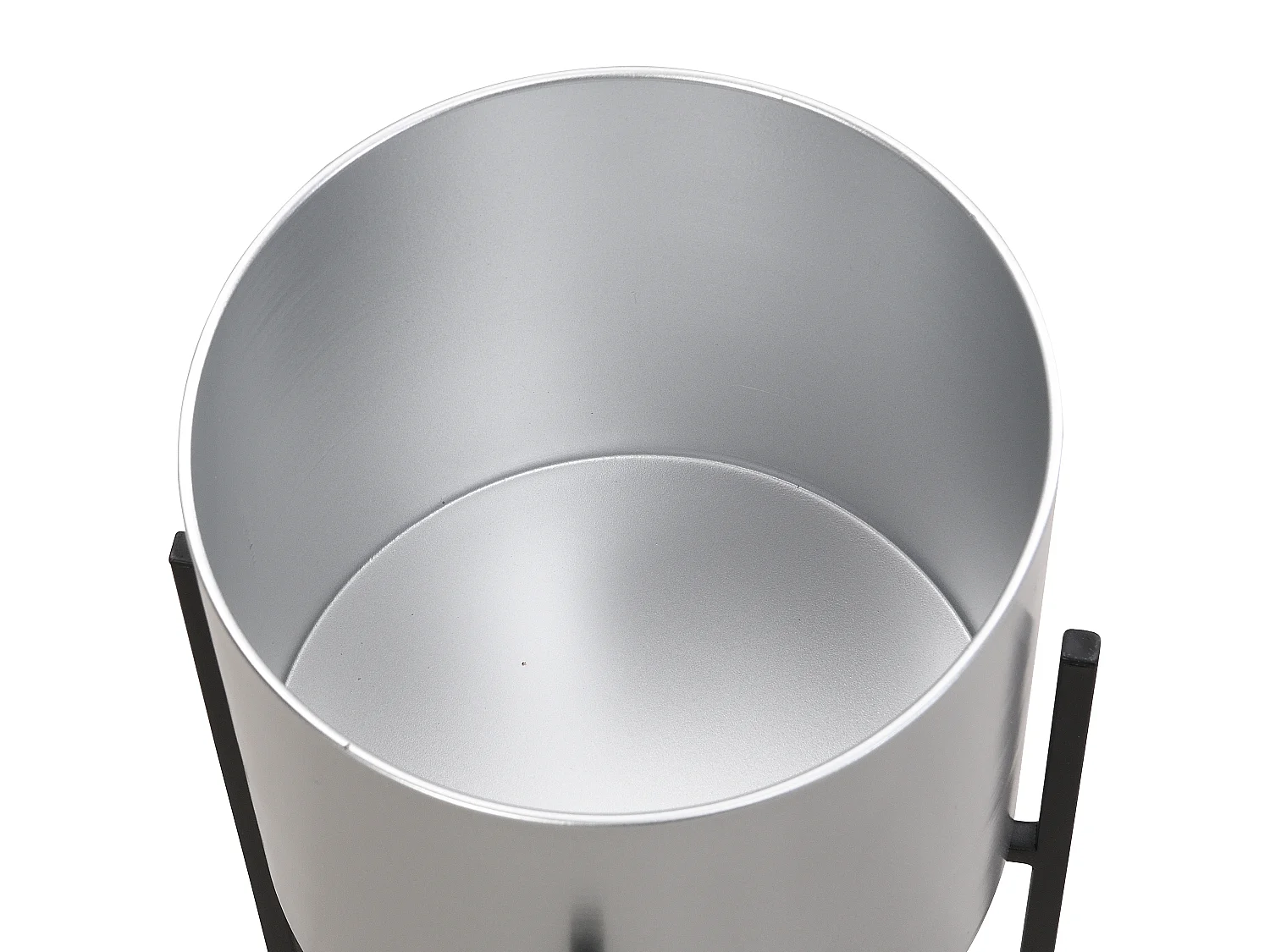 2er-Set - Übertöpfe mit Gestell - Metall - 25 x 39 & 23 x 35,5 - Silberfarben & Schwarz - EDMEE