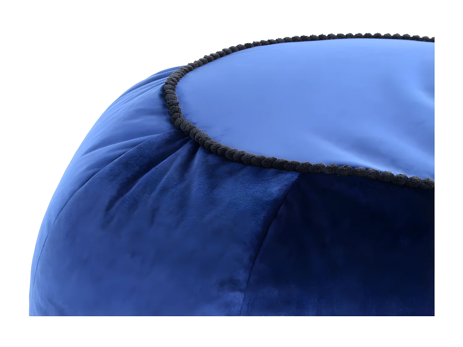 Pouf Rond en Velours "Taj Mahal" 65cm Bleu