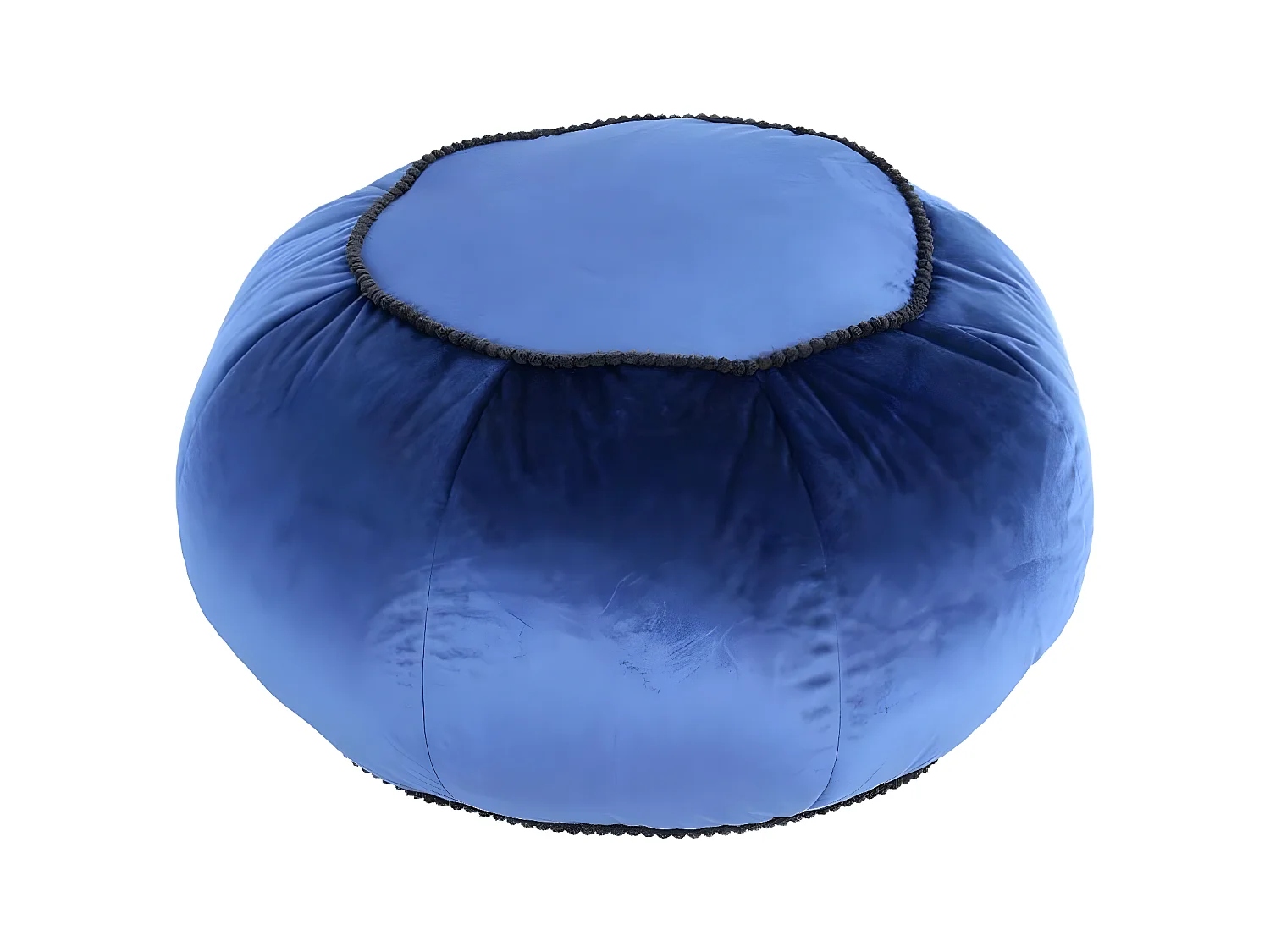 Pouf Rond en Velours "Taj Mahal" 65cm Bleu