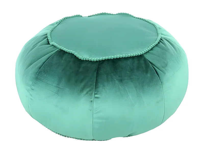 Pouf Rond en Velours "Taj Mahal" 65cm Vert