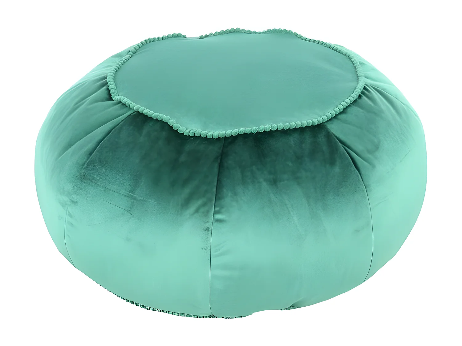 Pouf Rond en Velours "Taj Mahal" 65cm Vert