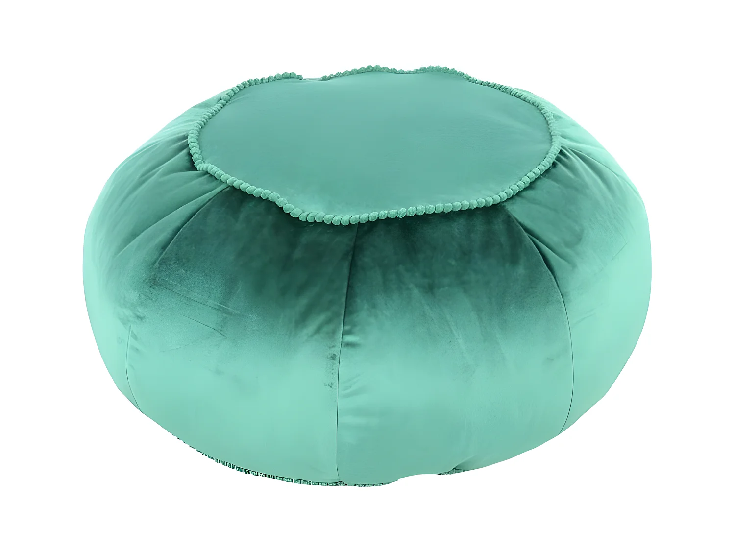 Pouf Rond en Velours "Taj Mahal" 65cm Vert