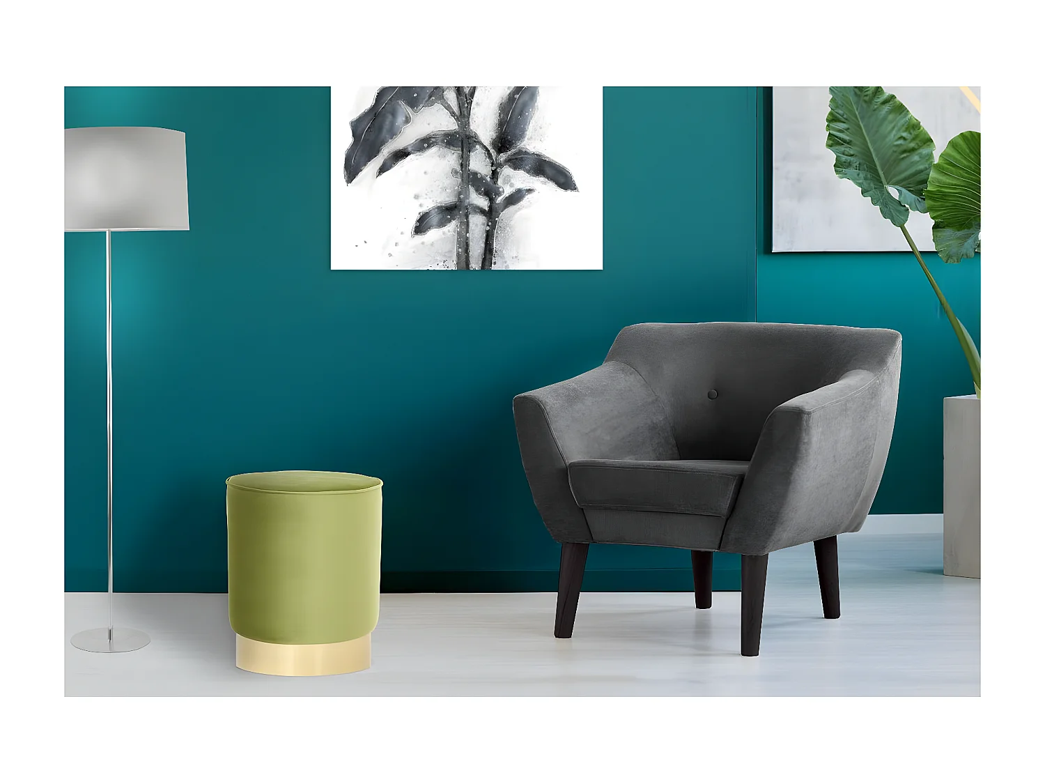 Pouf Design en Velours "Nena" 43cm Vert