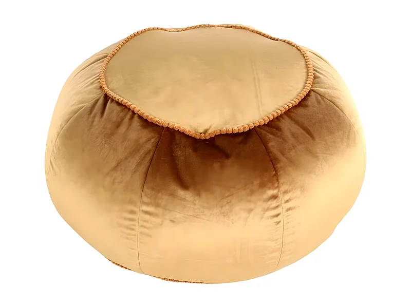 Pouf Rond en Velours "Taj Mahal" 65cm Marron
