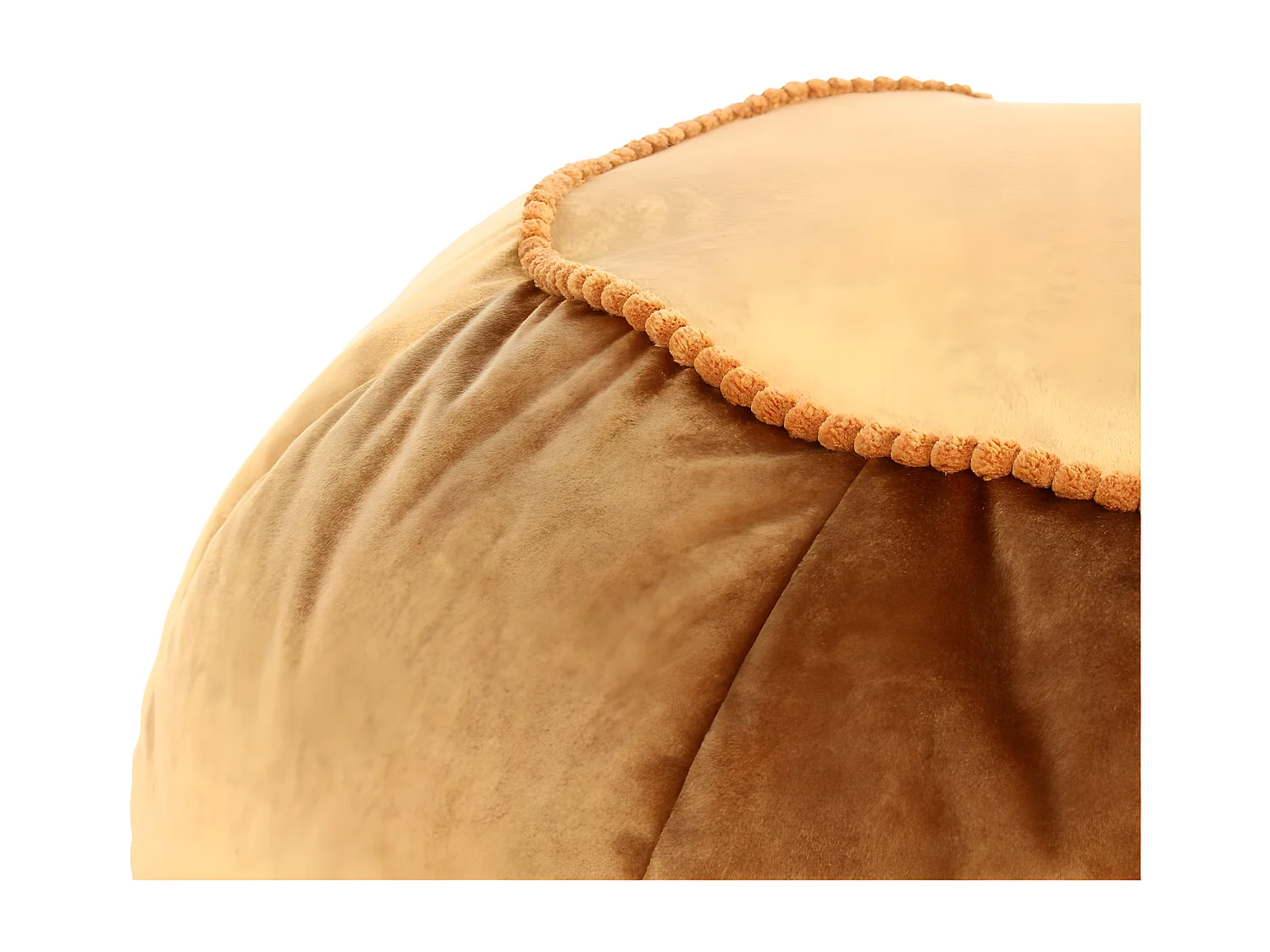 Pouf Rond en Velours "Taj Mahal" 65cm Marron