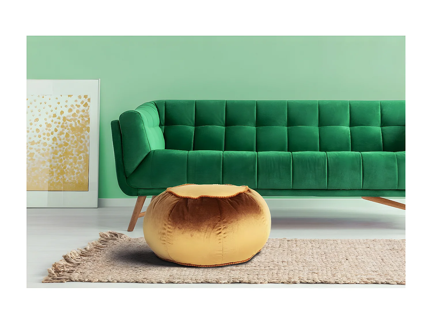 Pouf Rond en Velours "Taj Mahal" 65cm Marron