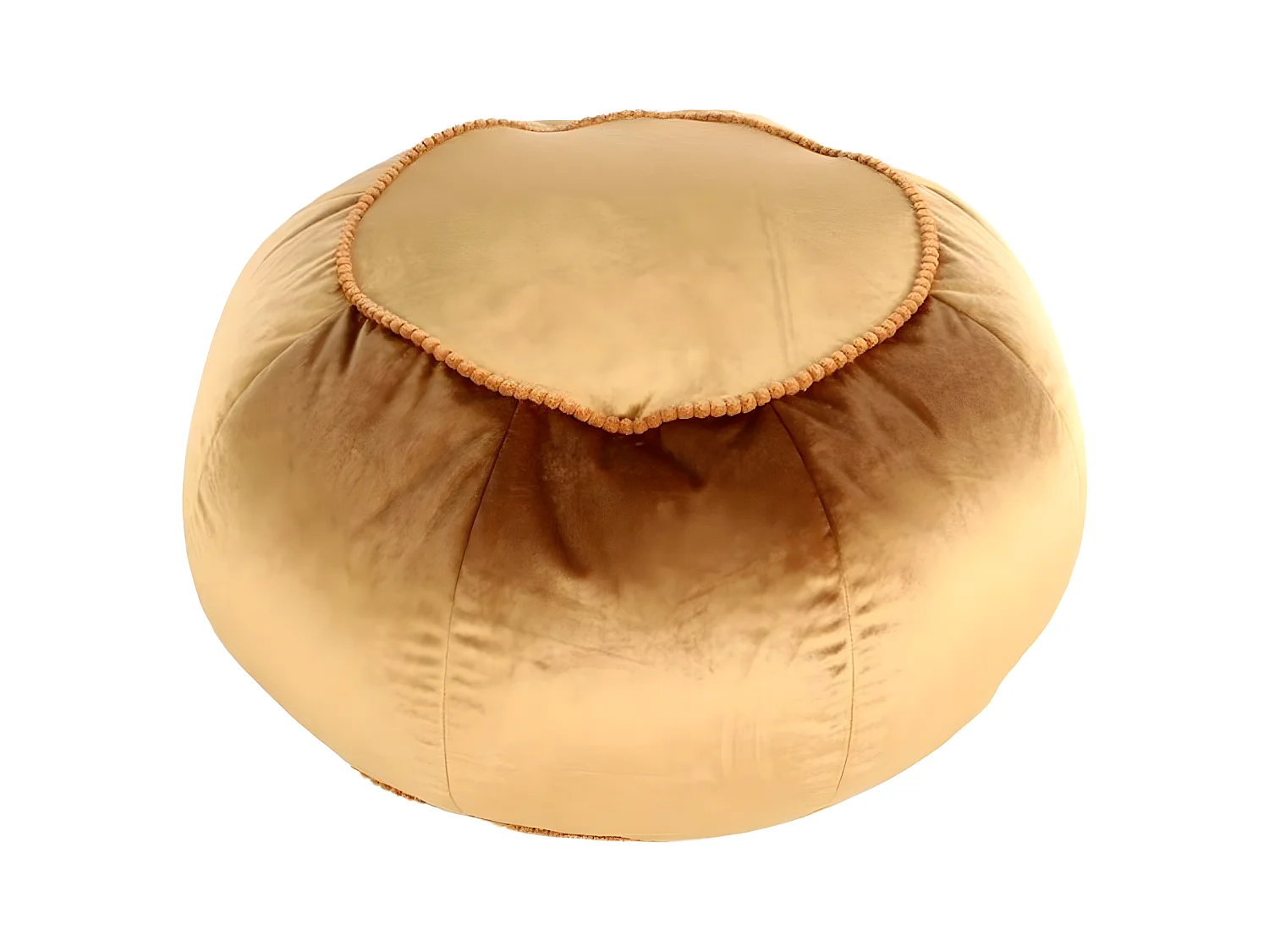 Pouf Rond en Velours "Taj Mahal" 65cm Marron